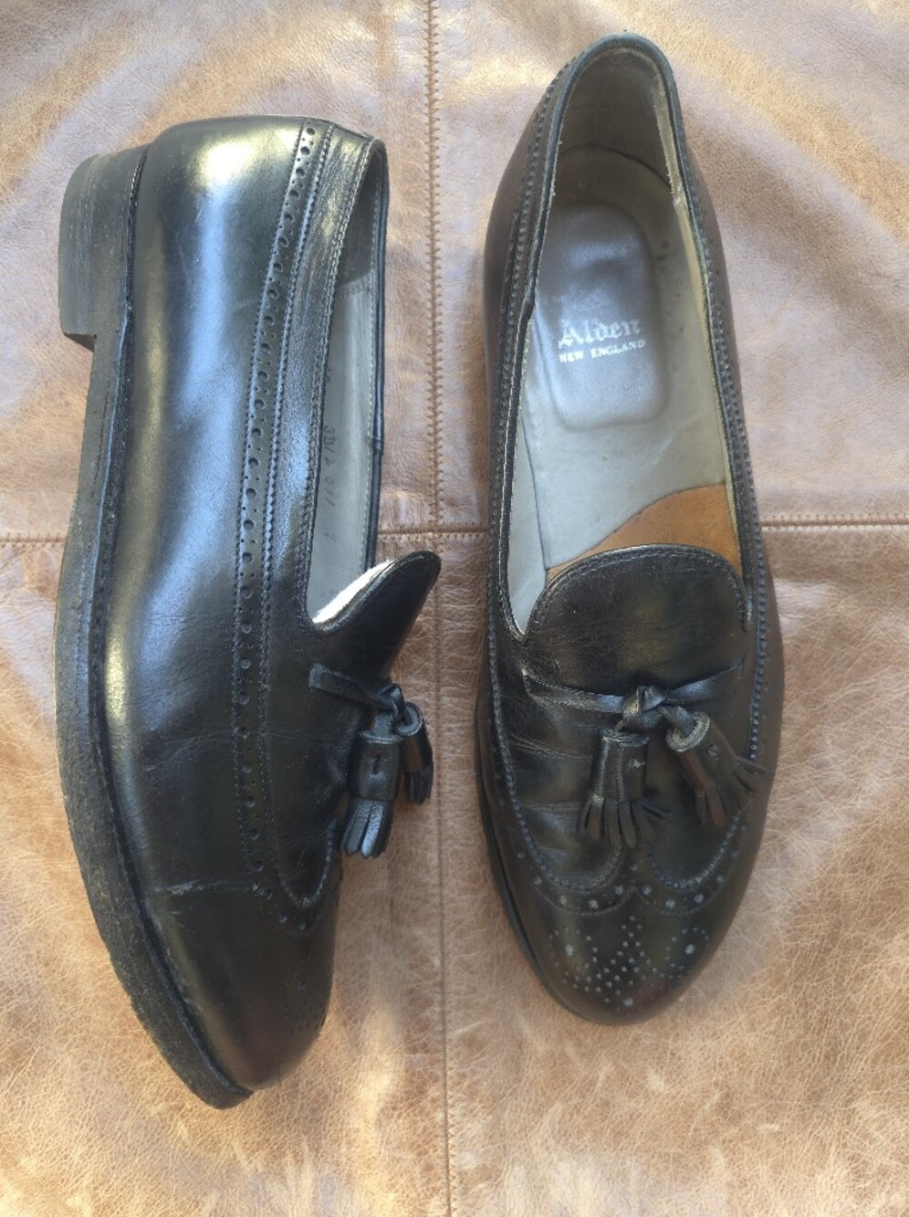 Alden 551 Black Calfskin Tassel Loafers Shoes Mens 10 B/D Made USA Almond Toe
